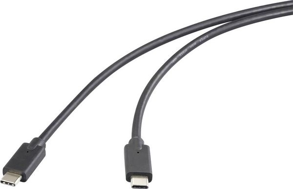 Produktbild: Renkforce USB-C&reg; Kabel USB 3.2 Gen2x2 USB-C&reg; Stecker, USB-C&reg; Stecker 0.50 m Schwarz TPE-Mantel RF-5501100