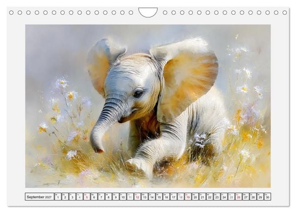 Produktbild: Elefanten. Graue Riesenbabys im Grasland (Wandkalender 2027 DIN A4 quer), CALVENDO Monatskalender