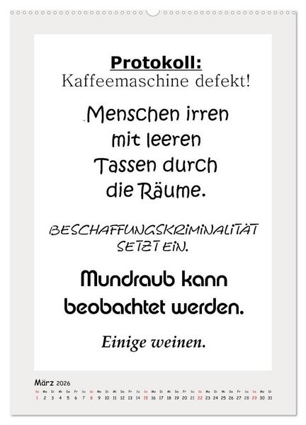Produktbild: Spr&uuml;chekalender. Witziges f&uuml;rs B&uuml;ro (hochwertiger Premium Wandkalender 2026 DIN A2 hoch), Kunstdruck in Hochglanz