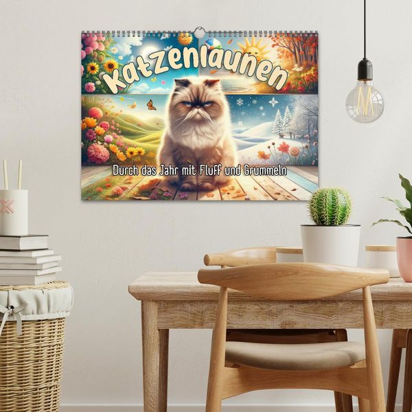 Produktbild: Katzenlaunen - Durch das Jahr mit Fluff und Grummeln (Wandkalender 2026 DIN A3 quer), CALVENDO Monatskalender