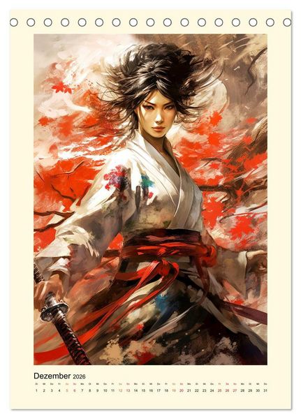 Produktbild: Samurai Amazonen (Tischkalender 2026 DIN A5 hoch), CALVENDO Monatskalender