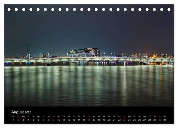 Produktbild: K&ouml;ln bei Nacht - dunkelbunte Stadt (Tischkalender 2026 DIN A5 quer), CALVENDO Monatskalender
