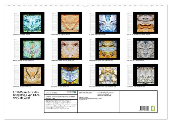 Produktbild: LiTH-Os Antlitze des Sandsteins von ID AD Art Gabi Zapf (Wandkalender 2026 DIN A2 quer), CALVENDO Monatskalender