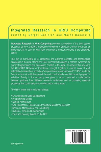 Produktbild: Integrated Research in GRID Computing