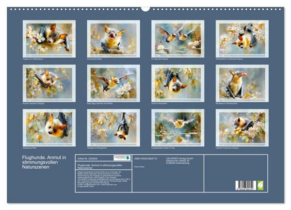 Produktbild: Flughunde. Anmut in stimmungsvollen Naturszenen (Wandkalender 2027 DIN A2 quer), CALVENDO Monatskalender