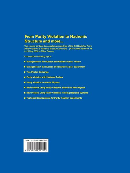 Produktbild: From Parity Violation to Hadronic Structure and more
