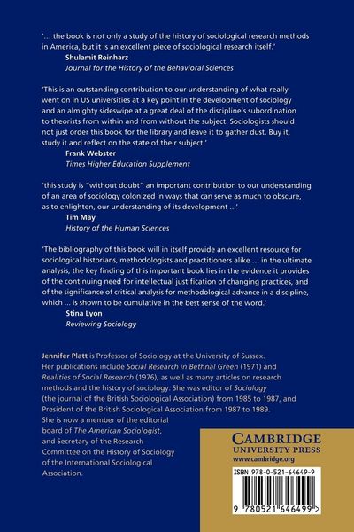 Produktbild: A History of Sociological Research Methods in America, 1920 1960