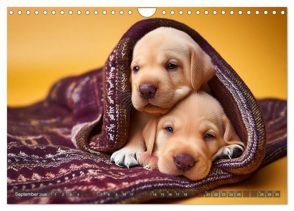 Produktbild: Welpen im Kuschelmodus - Herzerw&auml;rmende kleine Labrador Retriever (Wandkalender 2026 DIN A4 quer), CALVENDO Monatskalender