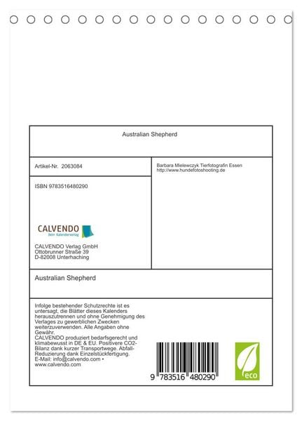 Produktbild: Australian Shepherd (Tischkalender 2026 DIN A5 hoch), CALVENDO Monatskalender