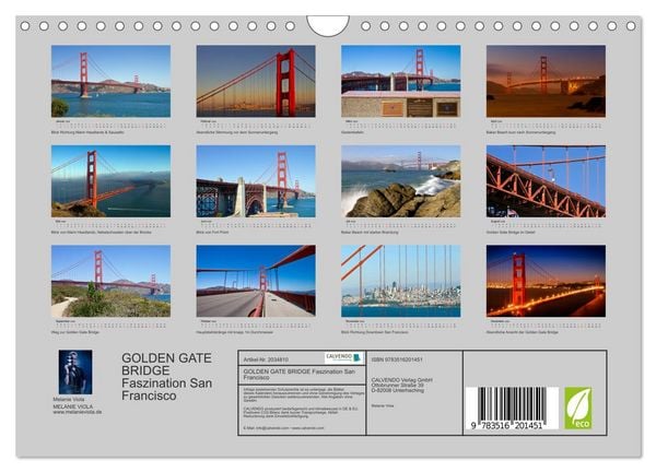 Produktbild: GOLDEN GATE BRIDGE Faszination San Francisco (Wandkalender 2026 DIN A4 quer), CALVENDO Monatskalender