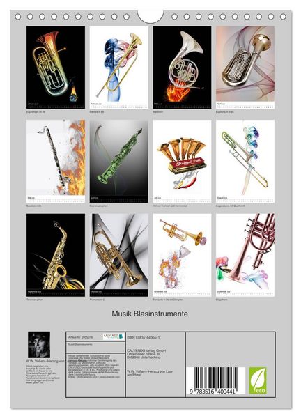 Produktbild: Musik Blasinstrumente (Wandkalender 2026 DIN A4 hoch), CALVENDO Monatskalender
