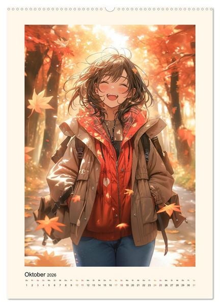Produktbild: Manga Girls - ein gl&uuml;ckliches Jahr (hochwertiger Premium Wandkalender 2026 DIN A2 hoch), Kunstdruck in Hochglanz