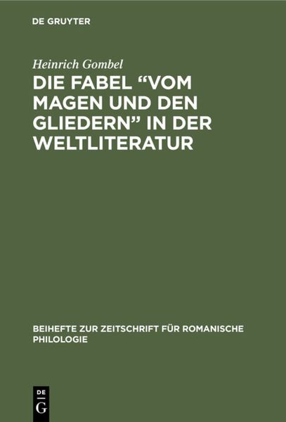 Produktbild: Die Fabel &ldquo;Vom Magen und den Gliedern&rdquo; in der Weltliteratur