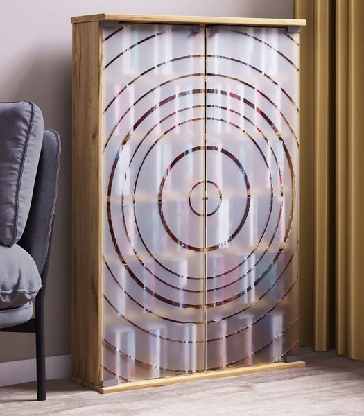 Produktbild: Holz CD DVD Stand Regal Schrank Glast&uuml;r Tilano L