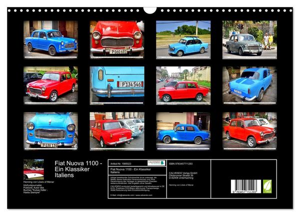 Produktbild: Fiat Nuova 1100 - Ein Klassiker Italiens (Wandkalender 2026 DIN A3 quer), CALVENDO Monatskalender