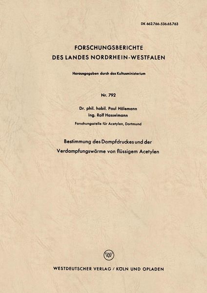 Produktbild: Bestimmung des Dampfdruckes und der Verdampfungsw&auml;rme von fl&uuml;ssigem Acetylen
