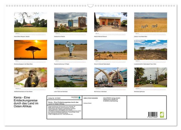 Produktbild: Kenia - Eine Entdeckungsreise durch das Land im Osten Afrikas (Wandkalender 2026 DIN A2 quer), CALVENDO Monatskalender