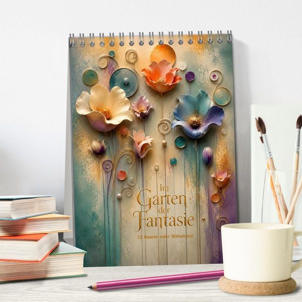 Produktbild: Im Garten der Fantasie - 12 Monate voller Bl&uuml;tenkunst (Tischkalender 2027 DIN A5 hoch), CALVENDO Monatskalender