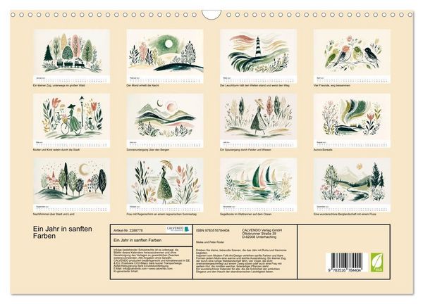Produktbild: Ein Jahr in sanften Farben (Wandkalender 2027 DIN A3 quer), CALVENDO Monatskalender