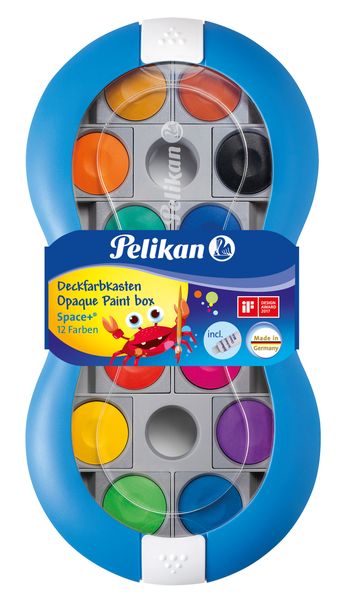 Pelilan Deckfarbkasten Space+ blau, 12 Farben und 1 Tube Deckweiß