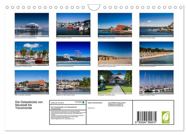 Produktbild: Die Ostseek&uuml;ste von Neustadt bis Travem&uuml;nde (Wandkalender 2027 DIN A4 quer), CALVENDO Monatskalender