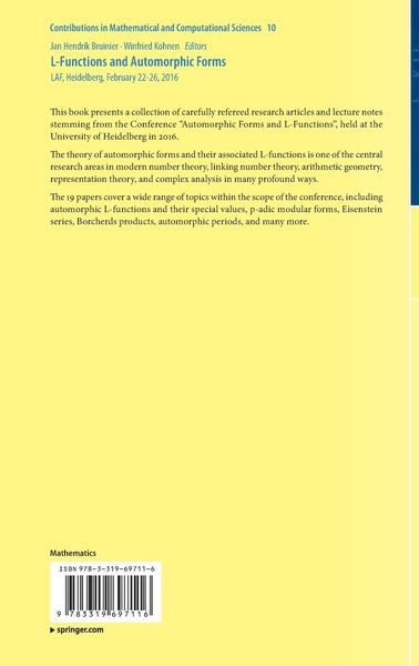 Produktbild: L-Functions and Automorphic Forms