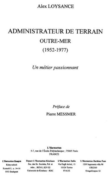 Produktbild: Administrateur de terrain outre-mer 1952