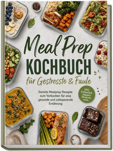Produktbild: Meal Prep Kochbuch f&uuml;r Gestresste & Faule: Geniale Mealprep Rezepte zum Vorkochen f&uuml;r eine gesunde und zeitsparende Ern&auml;hrung - inkl. Fr&uuml;hst&uuml;ck, Suppen, Desserts uvm.