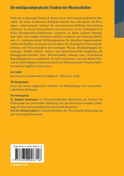 Produktbild: Die multiparadigmatische Struktur der Wissenschaften