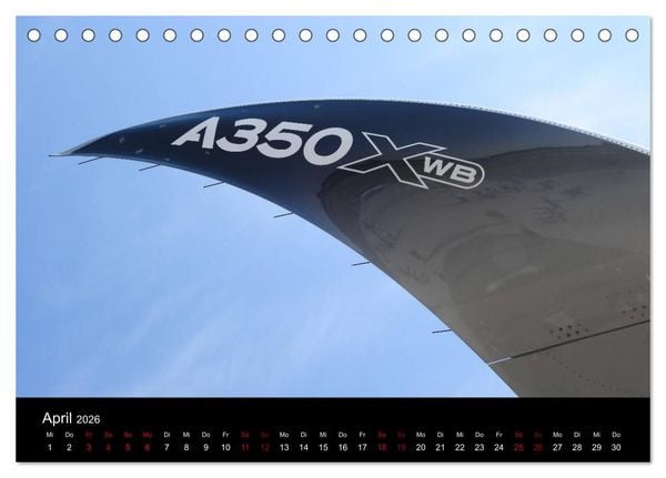 Produktbild: Airbus A350 Hautnah (Tischkalender 2026 DIN A5 quer), CALVENDO Monatskalender