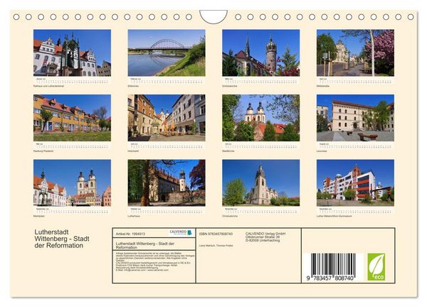 Produktbild: Lutherstadt Wittenberg - Stadt der Reformation (Wandkalender 2026 DIN A4 quer), CALVENDO Monatskalender