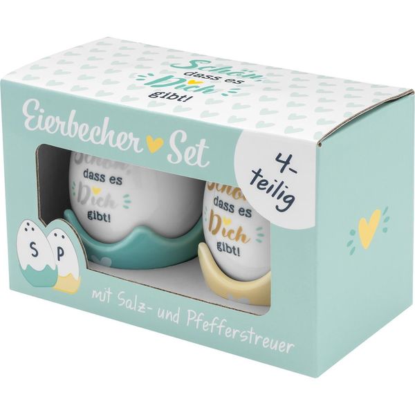 Eierbecher-Streuer-Set "Schön, dass es dich gibt"