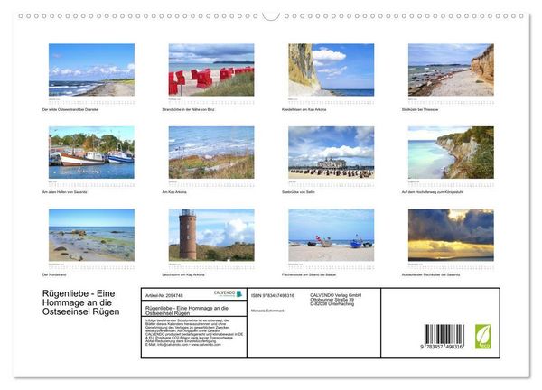 Produktbild: R&uuml;genliebe - Eine Hommage an die Ostseeinsel R&uuml;gen (hochwertiger Premium Wandkalender 2026 DIN A2 quer), Kunstdruck in Hochglanz