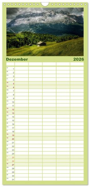 Produktbild: Familienplaner 2026 - S&uuml;dtirol - Gr&ouml;den und Alta Badia mit 5 Spalten (Wandkalender, 21 x 45 cm) CALVENDO