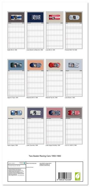 Produktbild: Familienplaner 2026 - Two-Seater Racing Cars 1950-1960 mit 5 Spalten (Wandkalender, 21 x 45 cm) CALVENDO