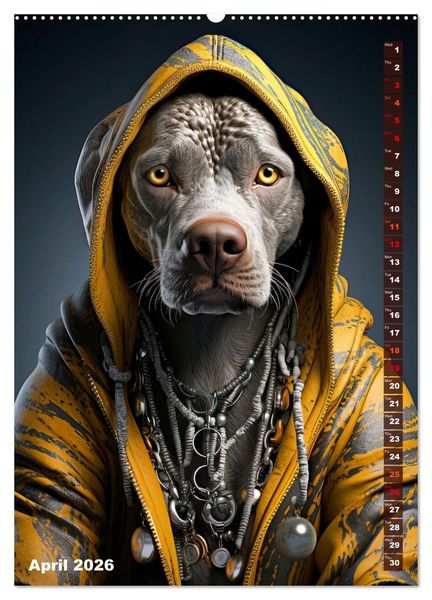 Produktbild: Stylish Dogs (High Quality Premium Wall Calendar 2026 DIN A2 portrait),CALVENDO 12 Month Wall Calendar