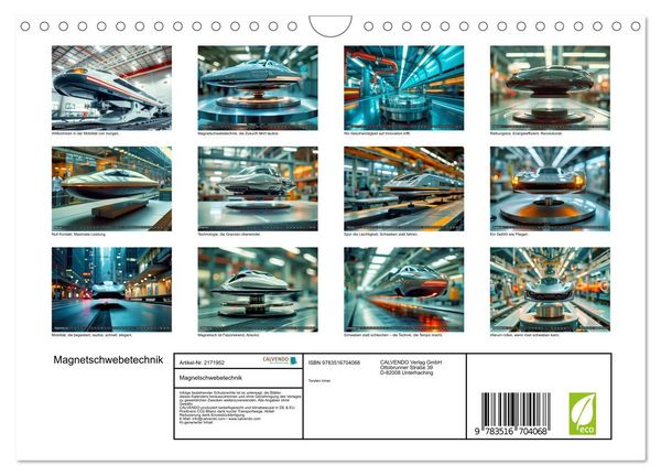 Produktbild: Magnetschwebetechnik (Wandkalender 2026 DIN A4 quer), CALVENDO Monatskalender