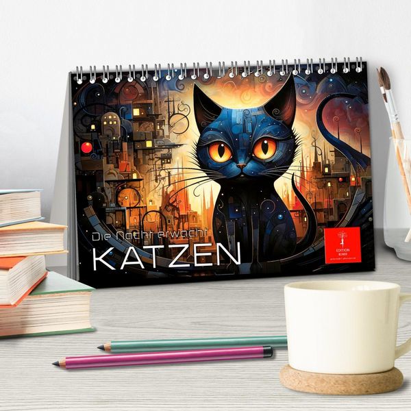 Produktbild: Katzen - die Nacht erwacht (Tischkalender 2026 DIN A5 quer), CALVENDO Monatskalender