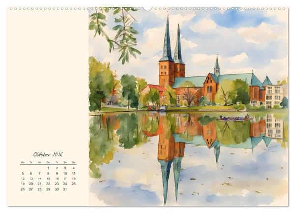 Produktbild: Historische Hansestadt L&uuml;beck (Wandkalender 2026 DIN A2 quer), CALVENDO Monatskalender
