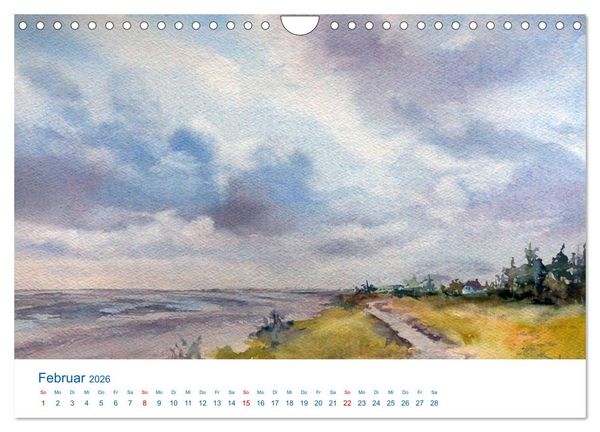 Produktbild: F&ouml;hr - Aquarelle (Wandkalender 2026 DIN A4 quer), CALVENDO Monatskalender