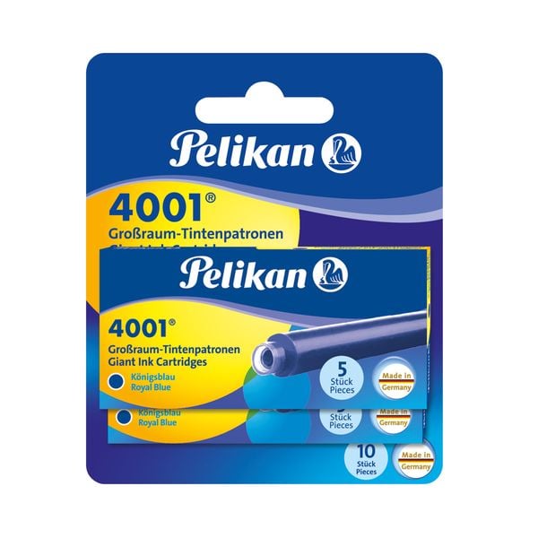 Pelikan Tintenpatronen 4001 mit 2 x 5er Set Großraum-Patronen, Königsblau