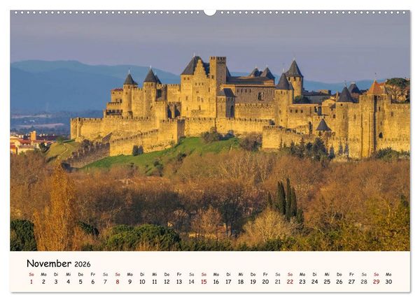 Produktbild: Cite von Carcassonne - Zeitreise ins Mittelalter (hochwertiger Premium Wandkalender 2026 DIN A2 quer), Kunstdruck in Hochglanz