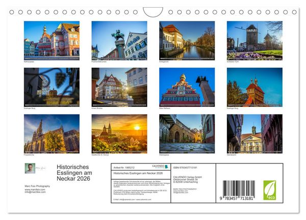 Produktbild: Historisches Esslingen am Neckar 2026 (Wandkalender 2026 DIN A4 quer), CALVENDO Monatskalender