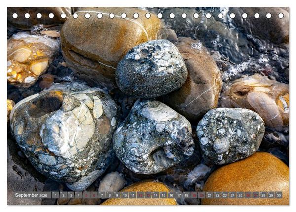 Produktbild: Konglomerate bunte Steine und W&auml;nde am Meer (Tischkalender 2026 DIN A5 quer), CALVENDO Monatskalender