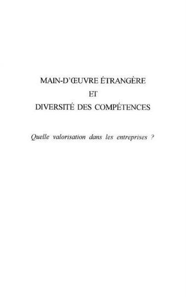 Produktbild: Main-d'oeuvre etrangere et diversite des