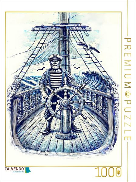 Produktbild: CALVENDO Puzzle Seemann mit am Ruder des Segelschiffes | 1000 Teile Lege-Gr&ouml;&szlig;e 64x48cm Foto-Puzzle f&uuml;r gl&uuml;ckliche Stunden