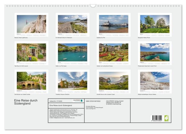 Produktbild: Eine Reise durch S&uuml;dengland (Wandkalender 2026 DIN A2 quer), CALVENDO Monatskalender