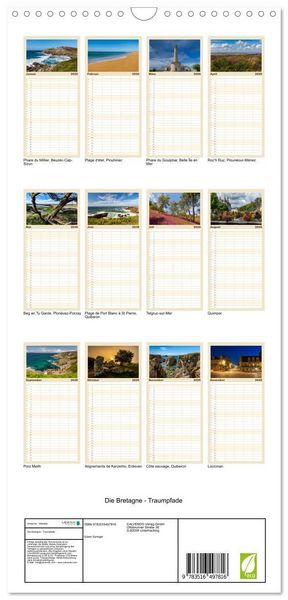 Produktbild: Familienplaner 2026 - Die Bretagne - Traumpfade mit 5 Spalten (Wandkalender, 21 x 45 cm) CALVENDO