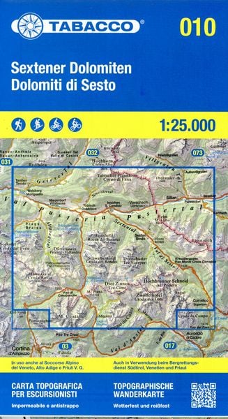10 Dolomiti di Sesto / Sextener Dolomiten, Karte von , Tabacco Editrice