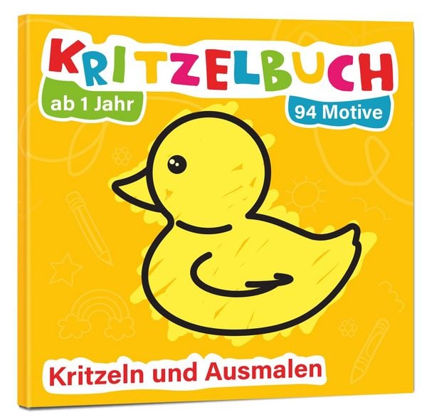 Produktbild: Mein erstes Kritzelbuch ab 1 Jahr: &uuml;ber 94 gro&szlig;e Motive - f&uuml;r Jungs und M&auml;dchen - Ausmalbuch - Ausmalen und kritzeln mit Spielzeug, Tiere, Fahrzeuge, Obst, Gegenst&auml;nde und vieles mehr